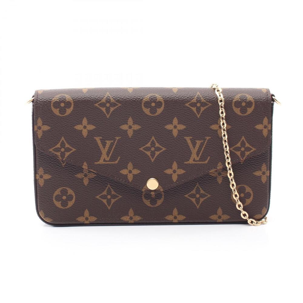 Louis Vuitton Pochette Felicie Monogram Canvas Shoulder Bag Fuschia Pink Brown